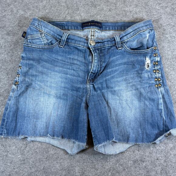 Rock & Republic Pants - Rook & Republic Cutoff Shorts Womens Size 12 Blue Studded Distressed Streetwear